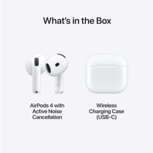 Apple AirPods 4 Wireless Earbuds, Bluetooth Headphones, with Active Noise Cancellation, Adaptive, Transparency Mode