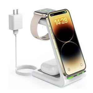 CIYOYO Wireless Charging Station for Apple - 3 in 1 Wireless Charger Stand Dock Watch and Phone Charger Station for Apple Watch, iPhone