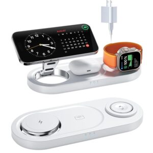 Moencase 3 in 1 Wireless Charging Station for Apple Devices, Faster Mag-Safe Charger Stand for iPhone, AirPods Pro & Apple Watch