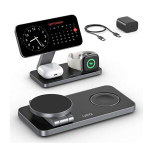UEQ Foldable 3 in 1 Fast Magnetic Wireless Charging Station for Apple iPhone, Airpods Pro,Apple Watch Ultra