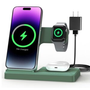 Wireless Charger Stand Charging Station: 3 in 1 Charger Multiple Devices for Apple iPhone, Watch, Airpods Series