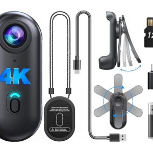 BOBLOV W4 4K Mini Body Camera, Wearable Camera with 360°Rotatable Clip & Magnetic Clip, Thumb Size, Walking and Outdoors 128G